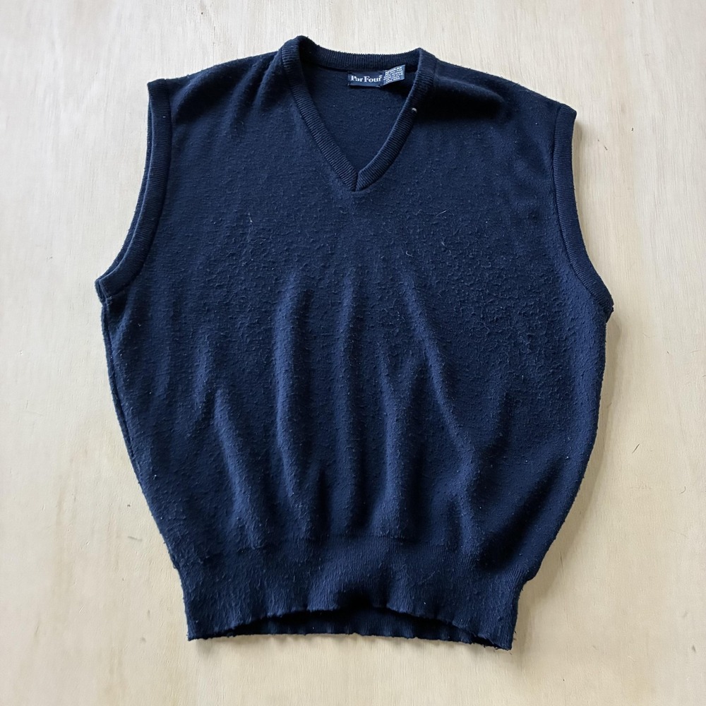 Vintage Par Four Sweater Vest Mens XL V Neck Tight Knit Golf Pullover Made USA